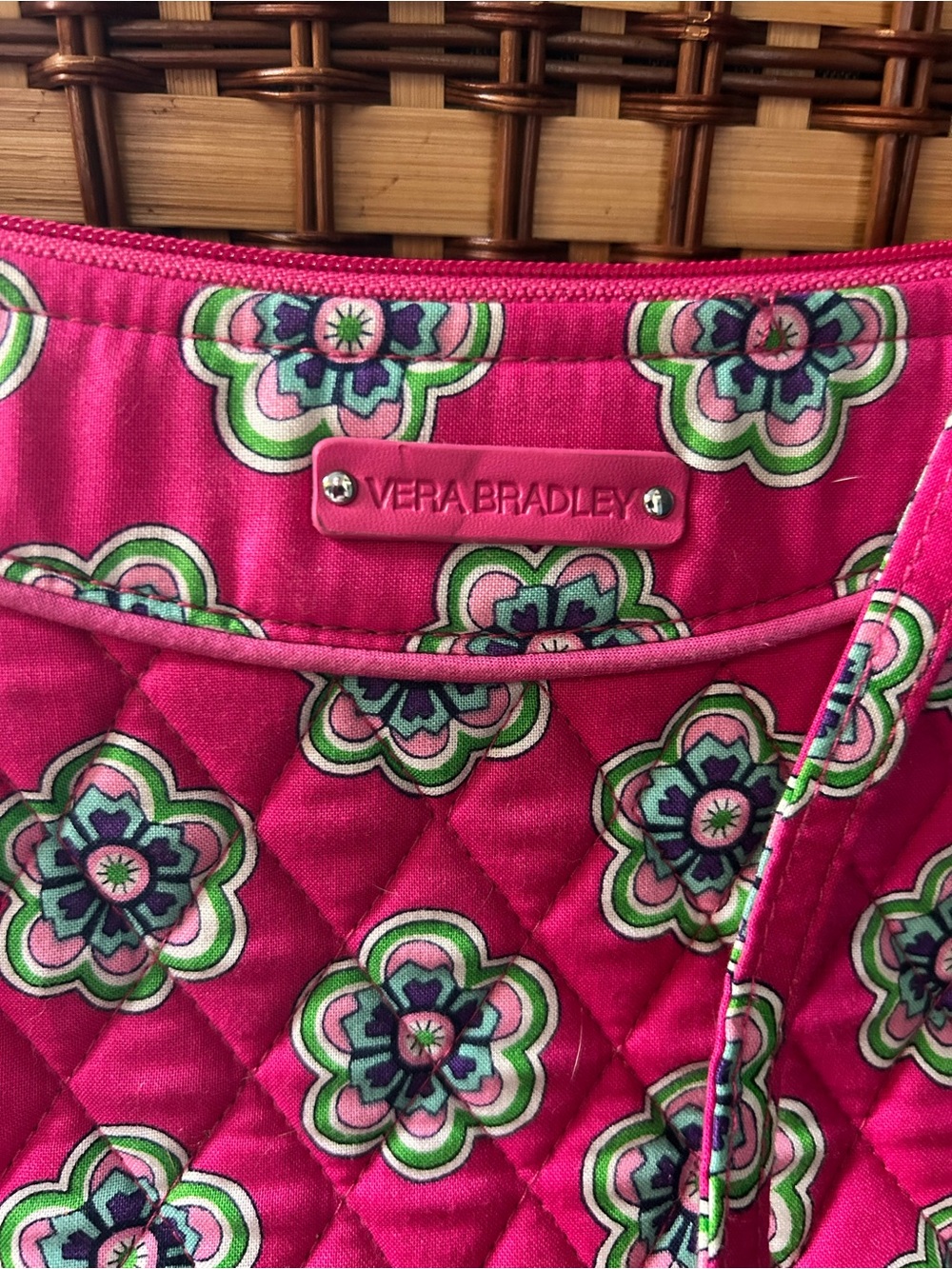 Vera Bradley Pink Swirls Flowers Quilted hipster crossbody purse - Picture 2 of 10